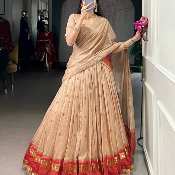 CHANDERI COTTON LEHENGA CHOLI - Picture 4 of 15